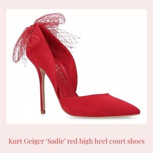 Kurt Geiger Vibrant Red Heels with Mesh Bow Detail